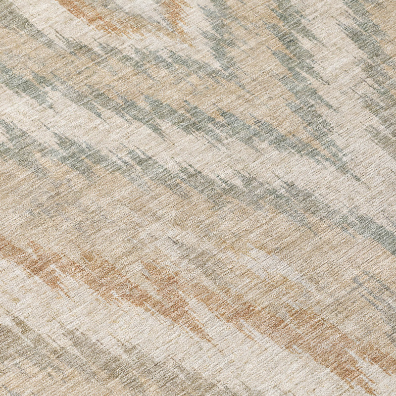 Tapis Ceajay ACN3071 Ikat lavable à la machine pour intérieur/extérieur, Linen, 3' x 5'