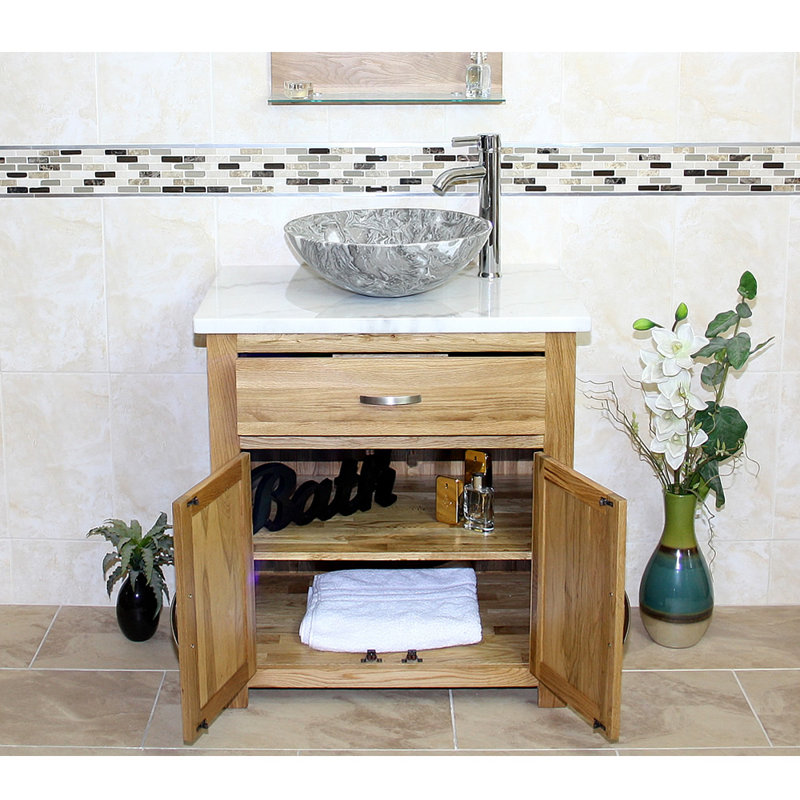 Stonehaven 750mm Single Bathroom Vanity with Vessel Stone Basin