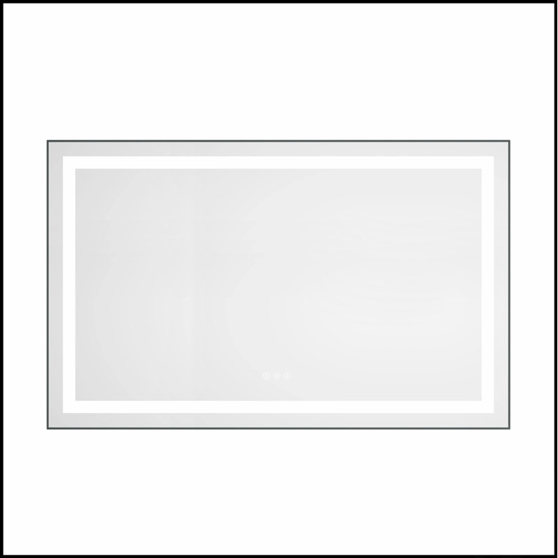 Miroir de salle de bain à DEL avec façade et rétroéclairage, miroir de meuble-lavabo mural avec cadre en aluminium, antibuée, mémoire, 3 couleurs, gradation continue