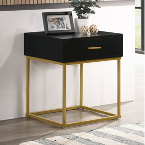 LuXeo Catalina One Drawer Nightstand with Mustard Gold Legs