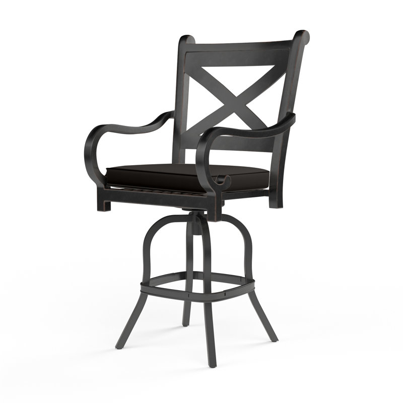 Tabouret de bar avec coussin Monterey, Sunbrella® spectre carbone, Tabouret de bar (siège d'une hauteur de 26 po)