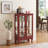 Elegant 2-Door Curio Cabinet With Tempered Glass Doors, Mirrored Back Panel And Adjustable Shelves, Accent Cabinet-1688266381