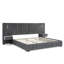 Structure de lit tapissier très grand avec tissu en chenille à motif plissé, lit plateforme très grand avec tête de lit et structure solide et table de chevet. Pas de sommier nécessaire - GRIS FONCÉ-1162519148-1162519150