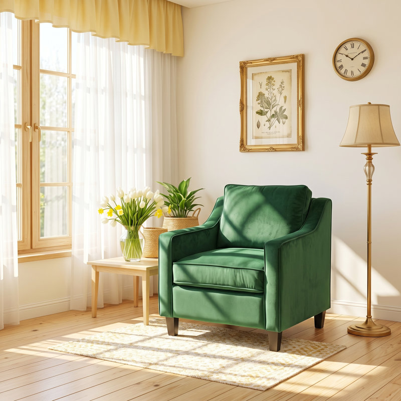 Fauteuil club décoratif en velours l 30,75 po x P 33,5 po Christopher H Knight Home