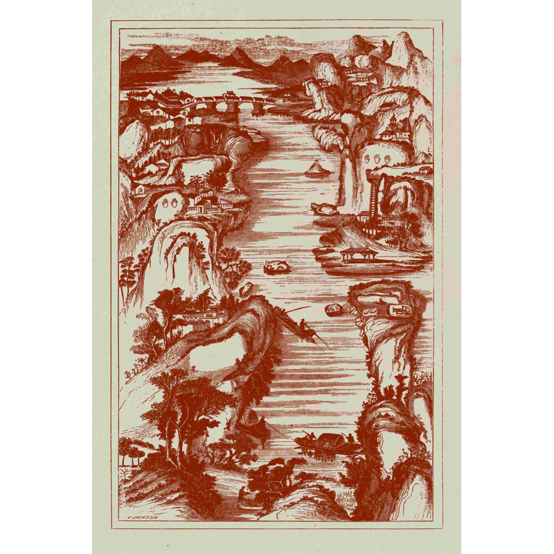 Vue d'oiseau chinois en rouge II, H 18 po x l 12 po