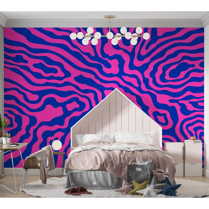 Premium Peel & Stick Wall Mural - Psychedelic Zebra Stripes, 180" W x 120" L