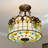 5-Light Inverted Stained Glass Pendant Light