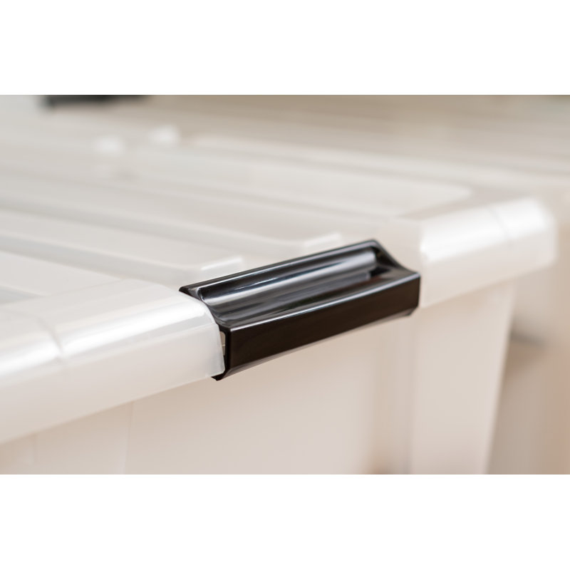 45 Qt./11.25 Gal. Plastic Storage Container Bin with Secure Lid and Latching Buckles, Pearl