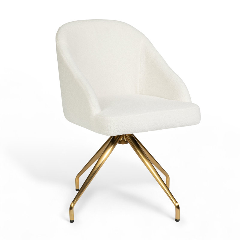 Chaise de bureau Martha Stewart Sora, Laiton poli, Crème