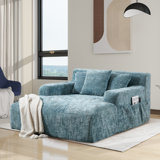 48.4" Wide Modern Chenille Upholstered Chaise Lounge with 3 Pillows