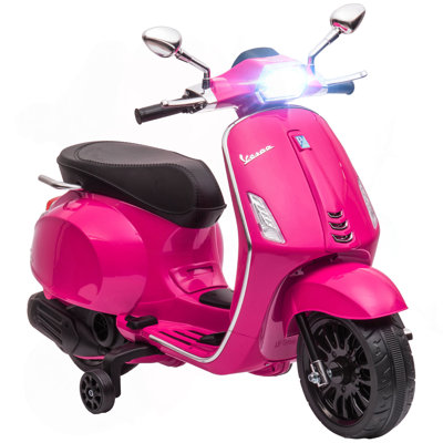 Qaba Vespa Licensed Electric Motorcycle For Kids, 6V Toddler Motorcycle, Battery-Operated Motorbike For Kids With Music, FM Radio, Headlight, Single Button Start For 3-6 Years