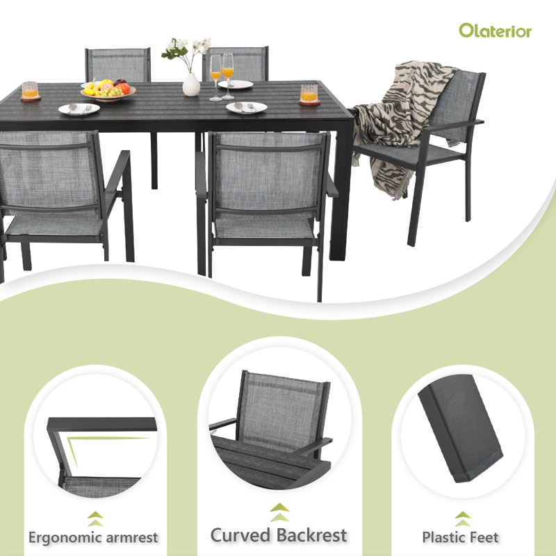 Ensemble de 2 chaises de salle à manger d'extérieur PVC-coated polyester