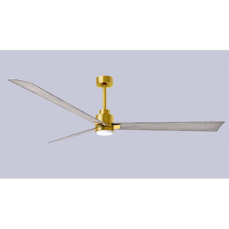Ventilateur de plafond Alessandra, Ton bois de grange, Laiton brossé, 72"