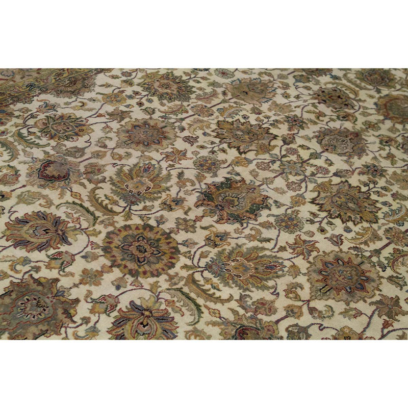 Wool Oriental Area Rug in Cream