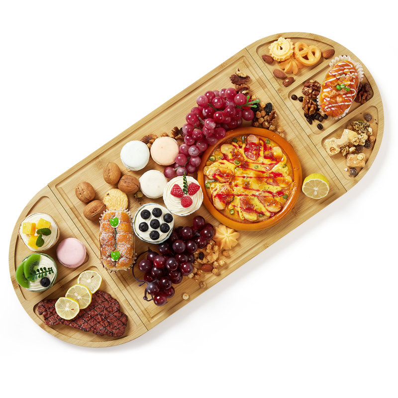 Carbonized Bamboo 3-Piece Magnetic Cutting Boards Large Serving Platter Cheese Board with Deep Juice Groove for Kitchen, Easy to Clean