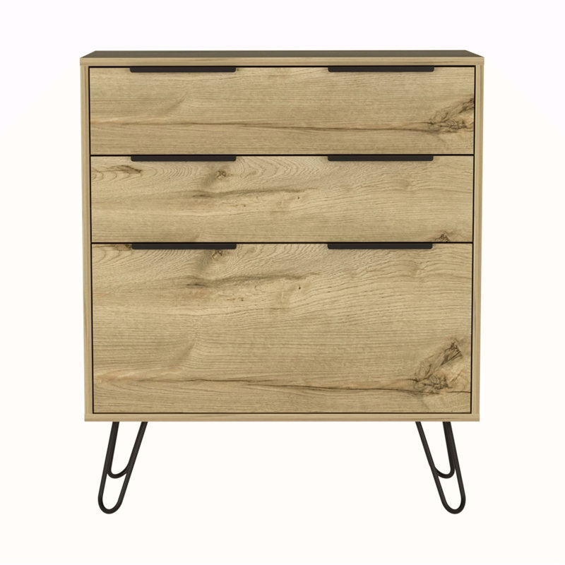 Commode Kirsage à 3 tiroirs, chêne clair