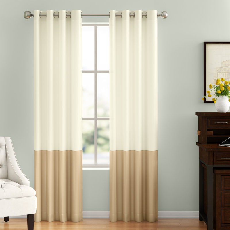 Curtainworks Jarrek Solid Color Semi-Sheer Grommet Single Curtain Panel, 52" W x 95" L, Ivory