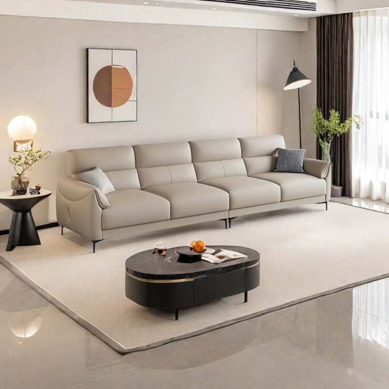 Canapé en cuir véritable, H 36,22 po x l 122,04 po x P 37,79 po