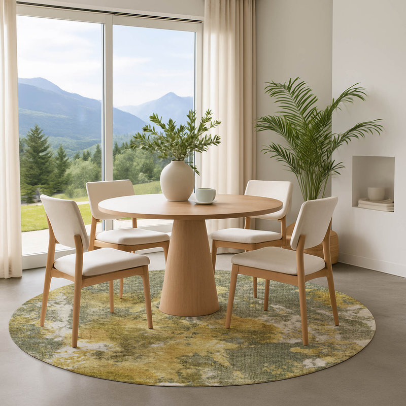 Premium Machine Washable Lubbers AMF1756 Modern Rug, Round 8'