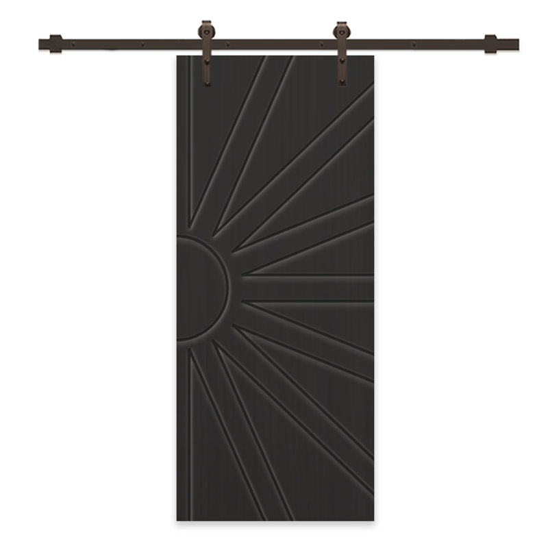 Porte de grange à panneaux et en bois avec quincaillerie d'installation, 30 po x 84 po, Noir, Café noir