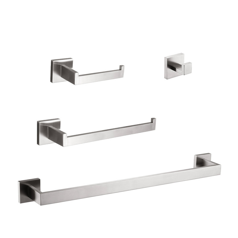 4 Bathroom Hardware - Brushed Nickel. Contemporary For Bathrooms & Wardrobes. Stainless Steel, Avoids Rust Corrosion, Scratch-. , Easy Setup