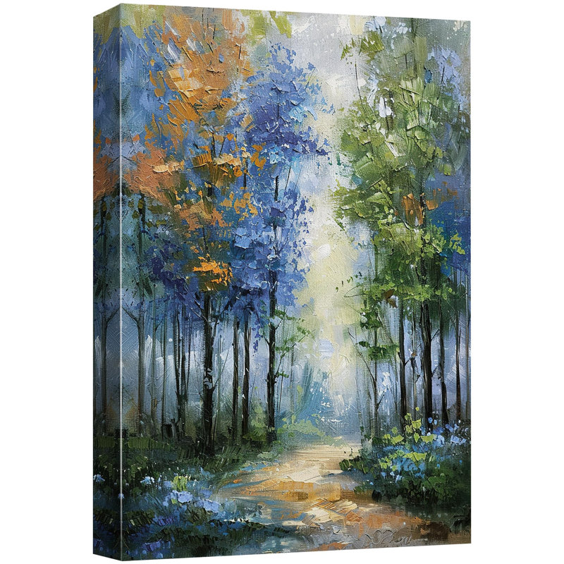 «Woodland Forest Landscape Vibrant Pathway Impressionist Forest» sur toile, H 36 po x l 24 po, Toile tendue