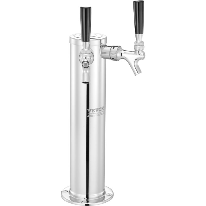 Dual Taps Stainless Steel Beer Dispenser with Chrome-Plated Brass Faucets
