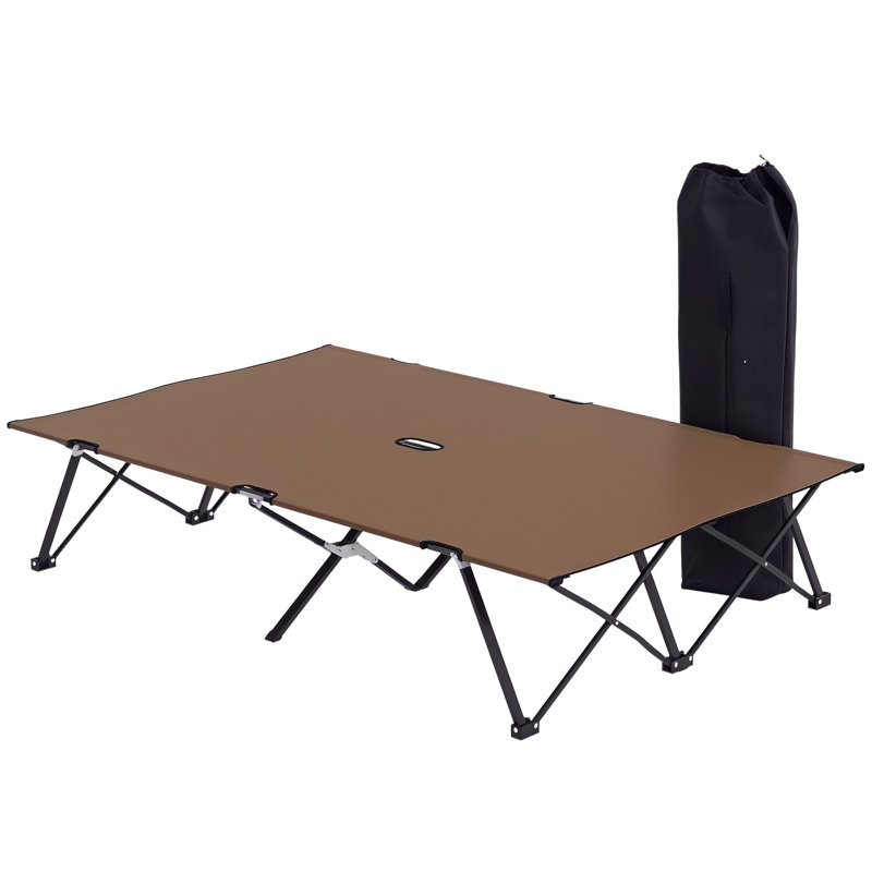 Lit de camp pliable 76 "pour deux personnes 76" avec sac de transport, kaki