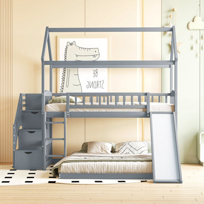 Twin Over Bunk Bed With Slide - Ideal For Active Built Durability