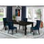 Ensemble de salle à manger 5 pièces comprenant une table rectangulaire en bois avec feuille papillon et 4 chaises rembourrées en tissu de polyester, 42 x 84 po, noir-1977057518-2004834044