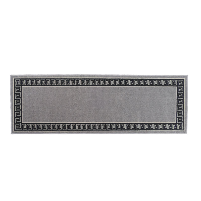 Bordered Slip Resistant Low Pile Area Rug, Runner 1'11" x 6'11"