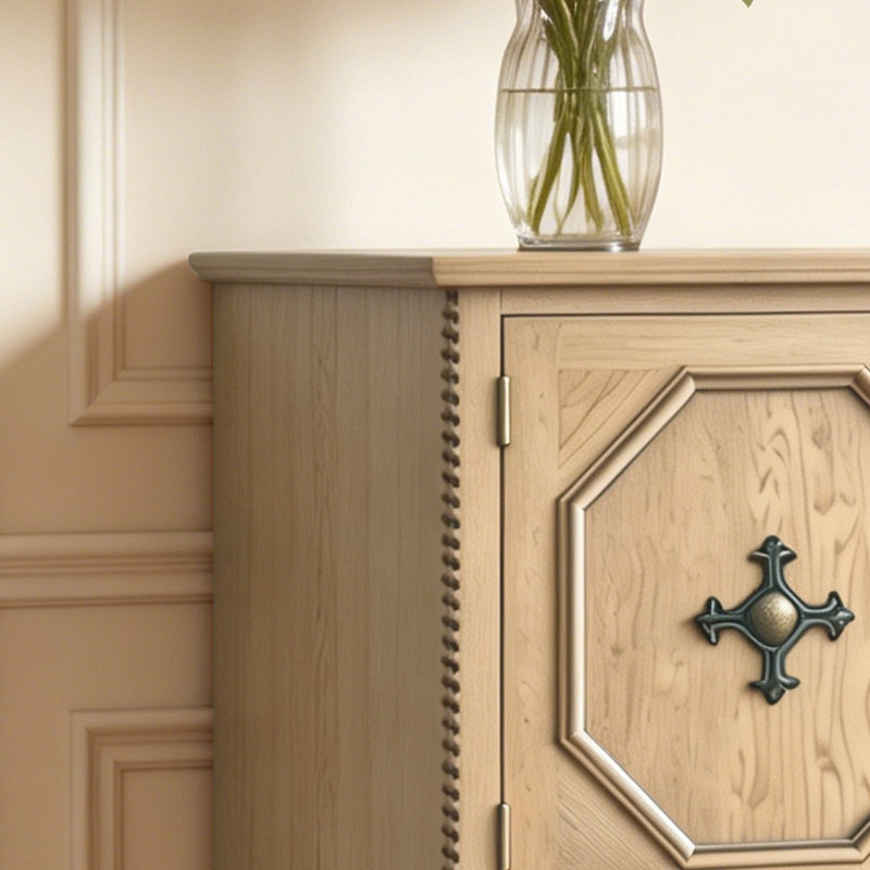 Modern Burlywood Solid Wood Accent Cabinet