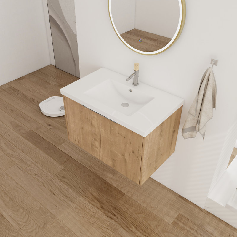 Ensemble de meuble-lavabo simple 29,84 Tonjes avec plateau, Chêne