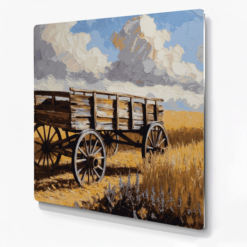 Art mural en métal beige Farm Farm Wagon, H 16 po x l 16 po