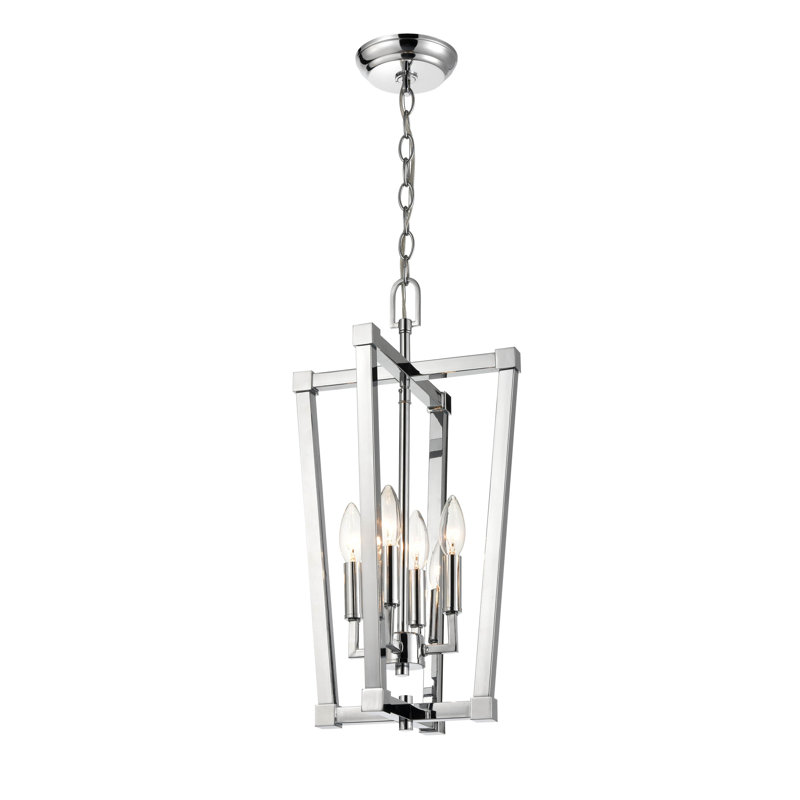 Luminaire suspendu lanterne 4 lumières, Chrome