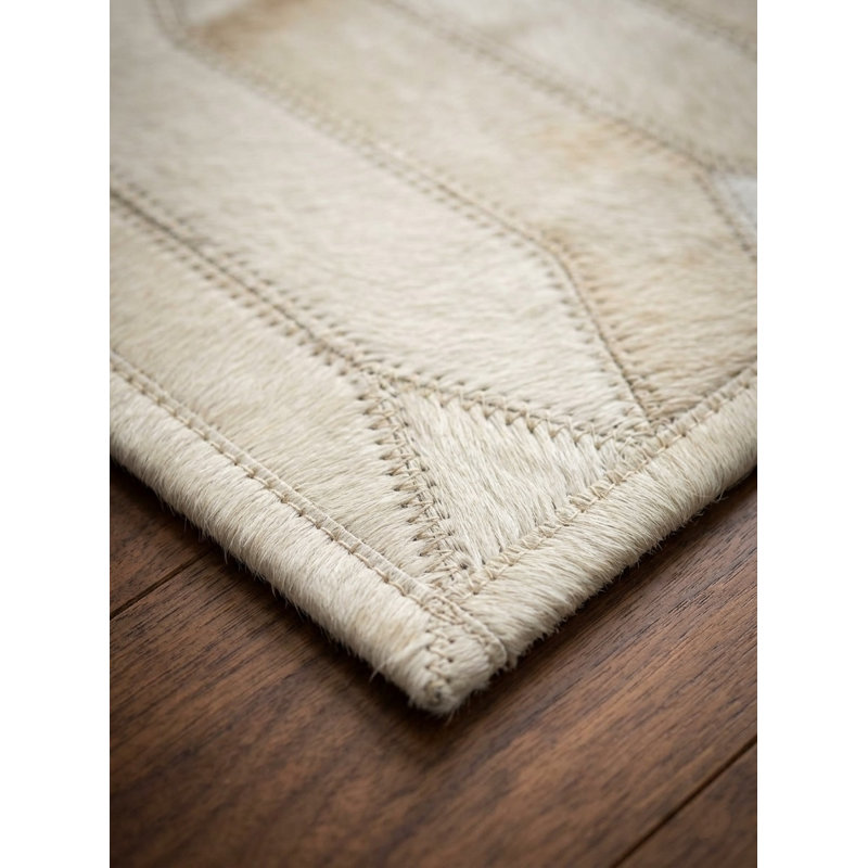 Tapis de couleur crème à motif de treillis hexagonal Abid, 5 pi x 8 pi