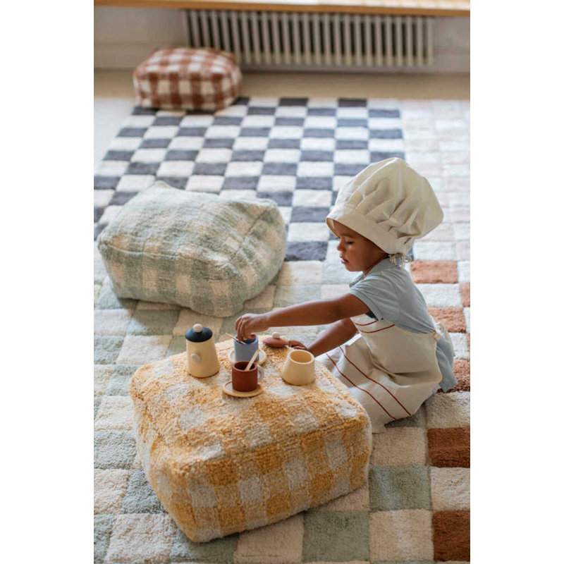 Vichy Square Pouf, Honey