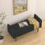 Banc de rangement en tissu Teddy avec pieds en bois-605518160