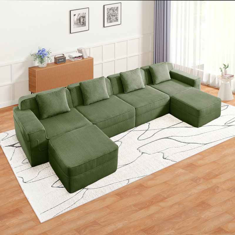 Canapé modulaire en forme de U sans siège à 4 places, canapé modulaire Cloud avec assise profonde et coussins décoratifs