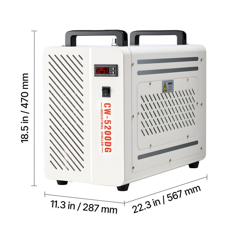 Refroidisseur d'eau industriel, 5460 BTU / h, système de refroidissement de refroidisseur d'eau industriel avec compresseur, capacité de réservoir de 1,8 gallon, débit maximal de 3,4 gal / min, refroidisseur laser, pour machine de gravure et de découpe laser au CO2