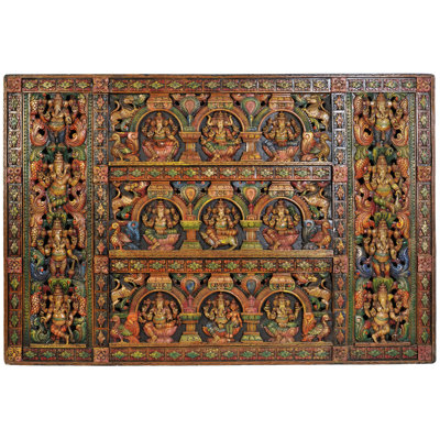 Hand-Carved Wooden Ganesha Wall Panel | Intricate 3D Relief Sculpture | Spiritual Entryway & Altar Decor