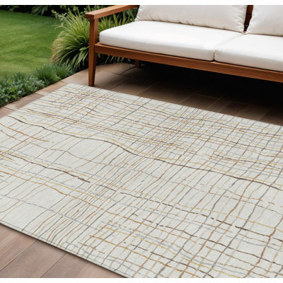Tapis intérieur lavable rayé ivoire 8 pi x 10 pi