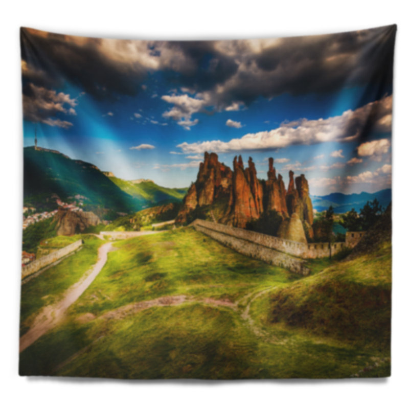 Paysage, tapisserie de la forteresse et des falaises de Belogradchik, H 32 po x l 39 po