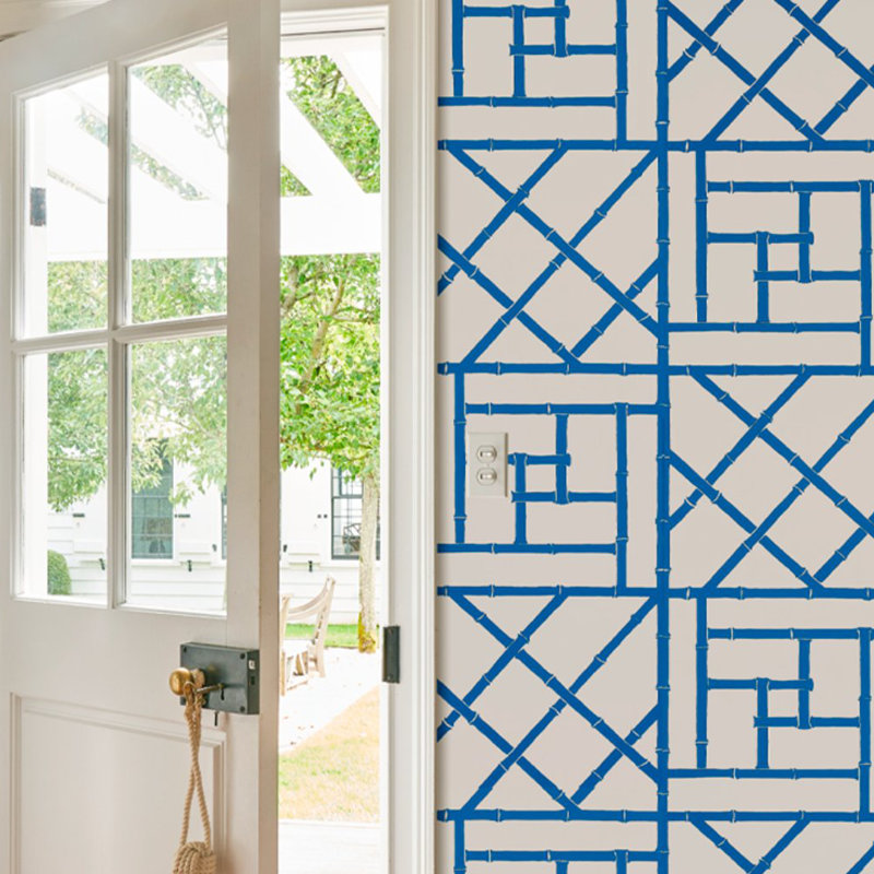 Papier peint treillis Schumacher x Cristina Buckley, Indigo