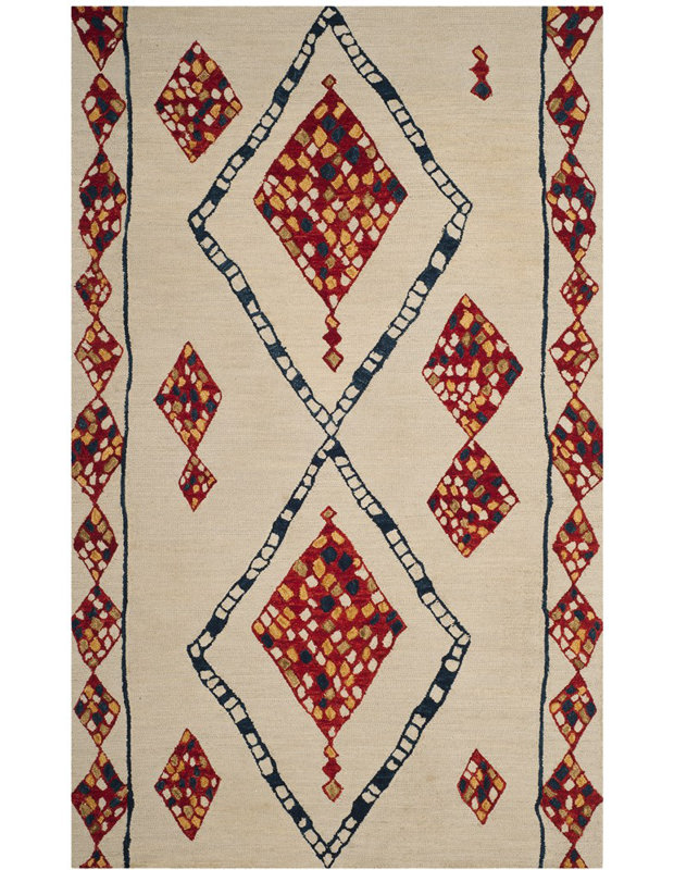 Yeager Hand Tufted Wool Geometric Rug, Rectangle 4' x 6'