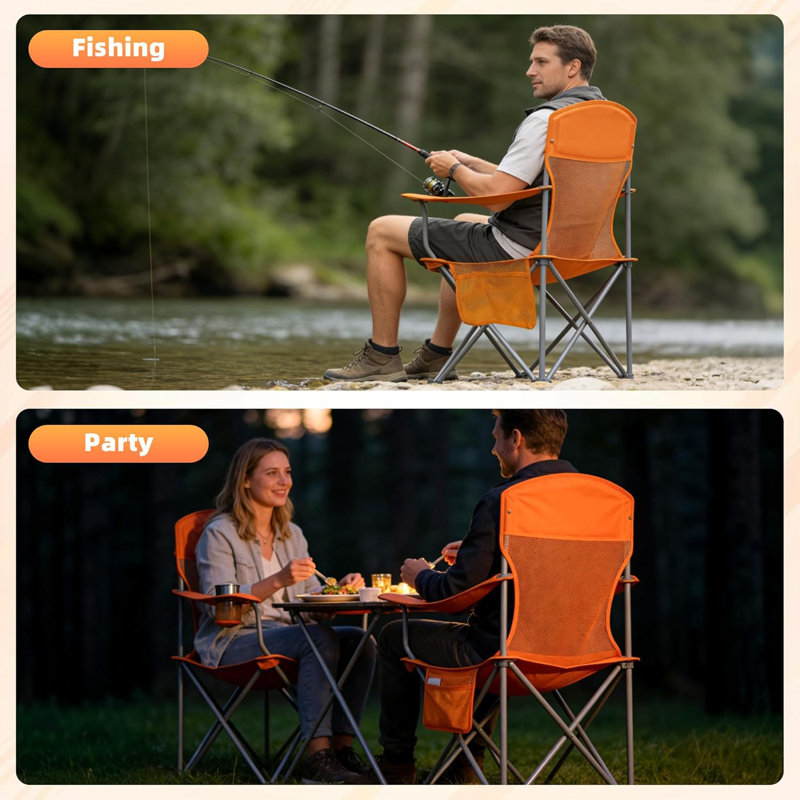 Lightweight Camping Chair For Adults, 300Lbs Capacity Foldable Portable Lawn Chair With Carry Bag, Outdoor Chair For Camping, Lawn, Beach & Travel