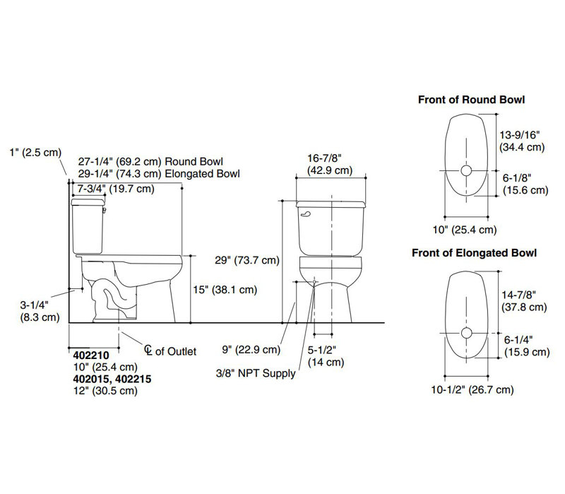 Windham 1.6 Gallons GPF Kit, White, 10"