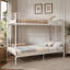 Lit superposé avec échelle et garde-corps élevé, capable de se diviser, lit superposé en métal, espace de rangement, silencieux, taille simple sur simple, blanc