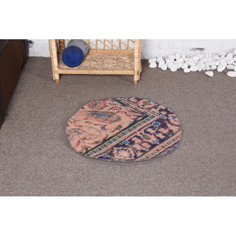Tapis Boho, tapis neutres, tapis Oushak, petit tapis de 2 pi x 2 pi, tapis rétro, tapis turc, tapis anatoliens bleus