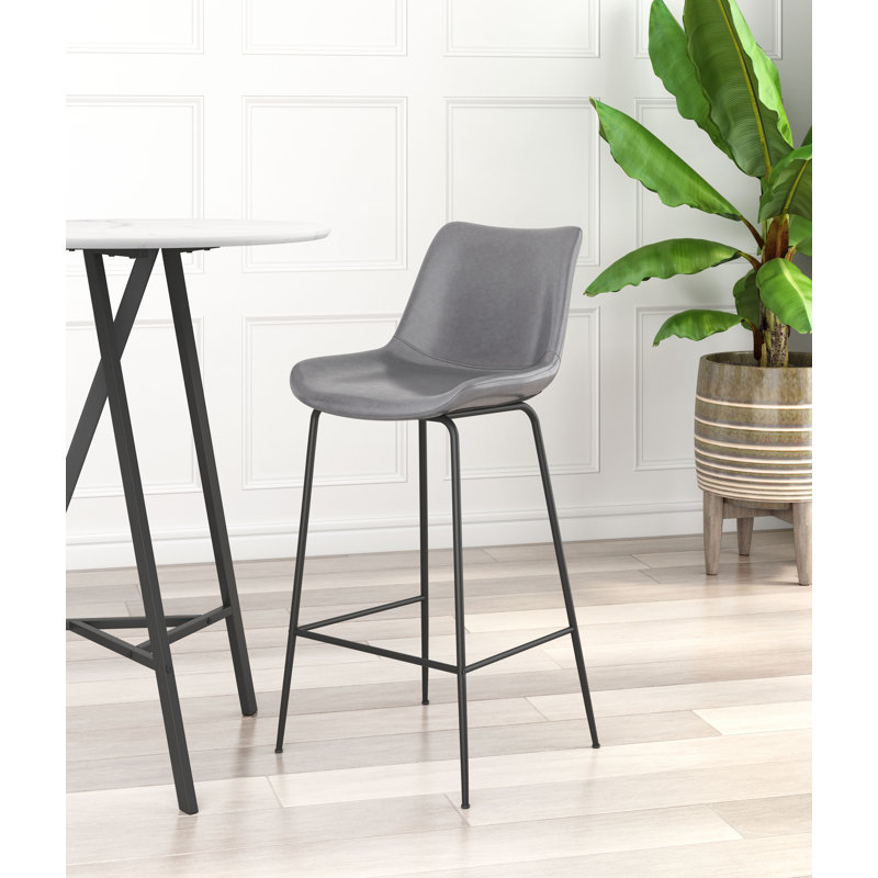 Tabouret de bar Byron blanc, Gris, Tabouret de bar (siège d'une hauteur de 30,70 po)